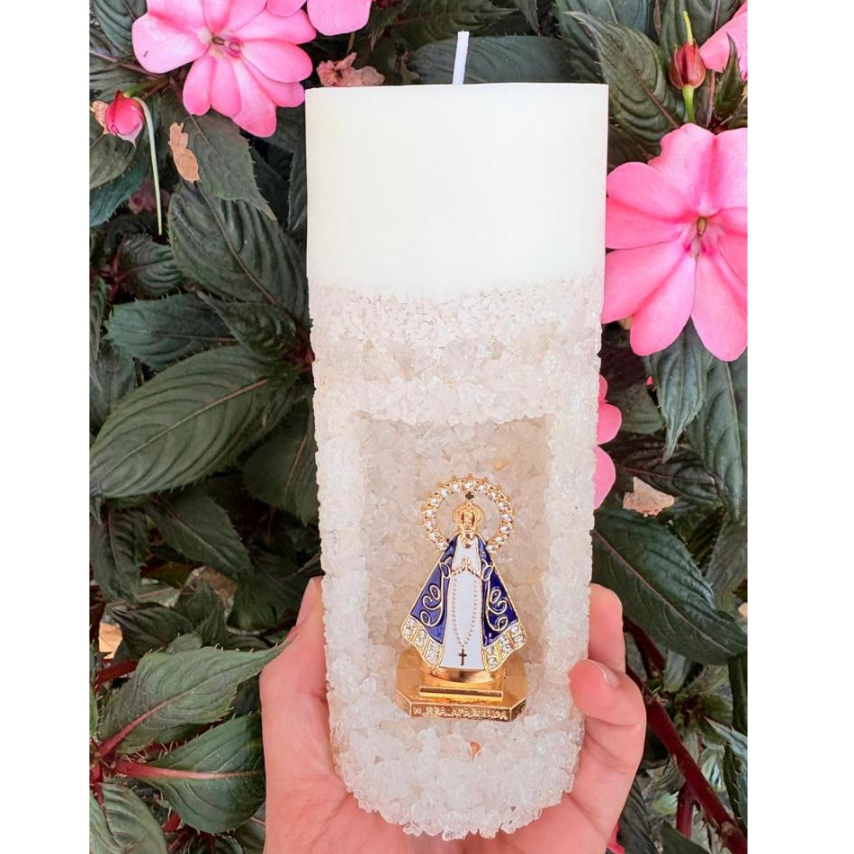 Vela Aromática Nossa Senhora Aparecida em Gruta | Decoração Religiosa | Presente de Fé e Devoção