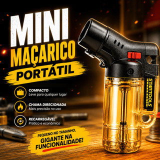Mini Maçarico Recarregável Portátil Gás Butano Automático