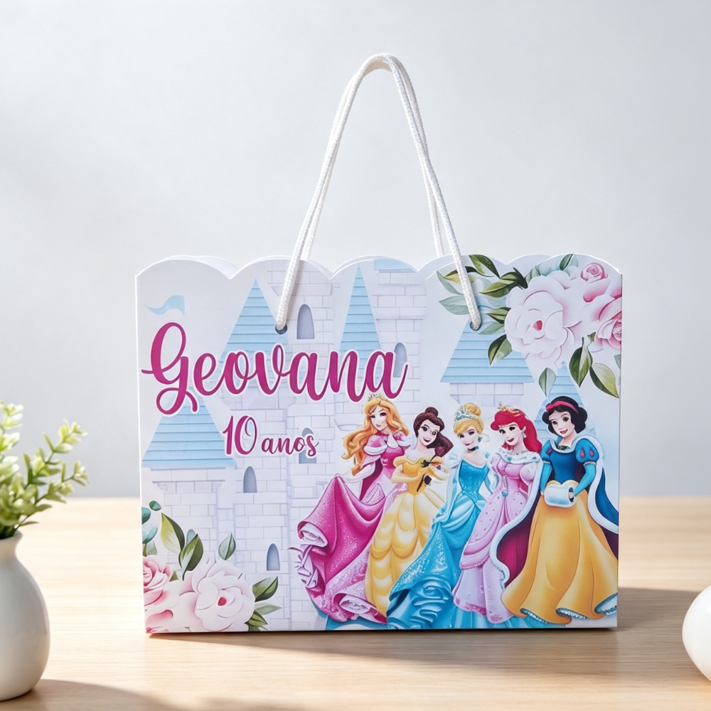 Sacolinha Personalizadas Princesas - Sacolinha Princesas - Bolsinhas - PEGUE E MONTE