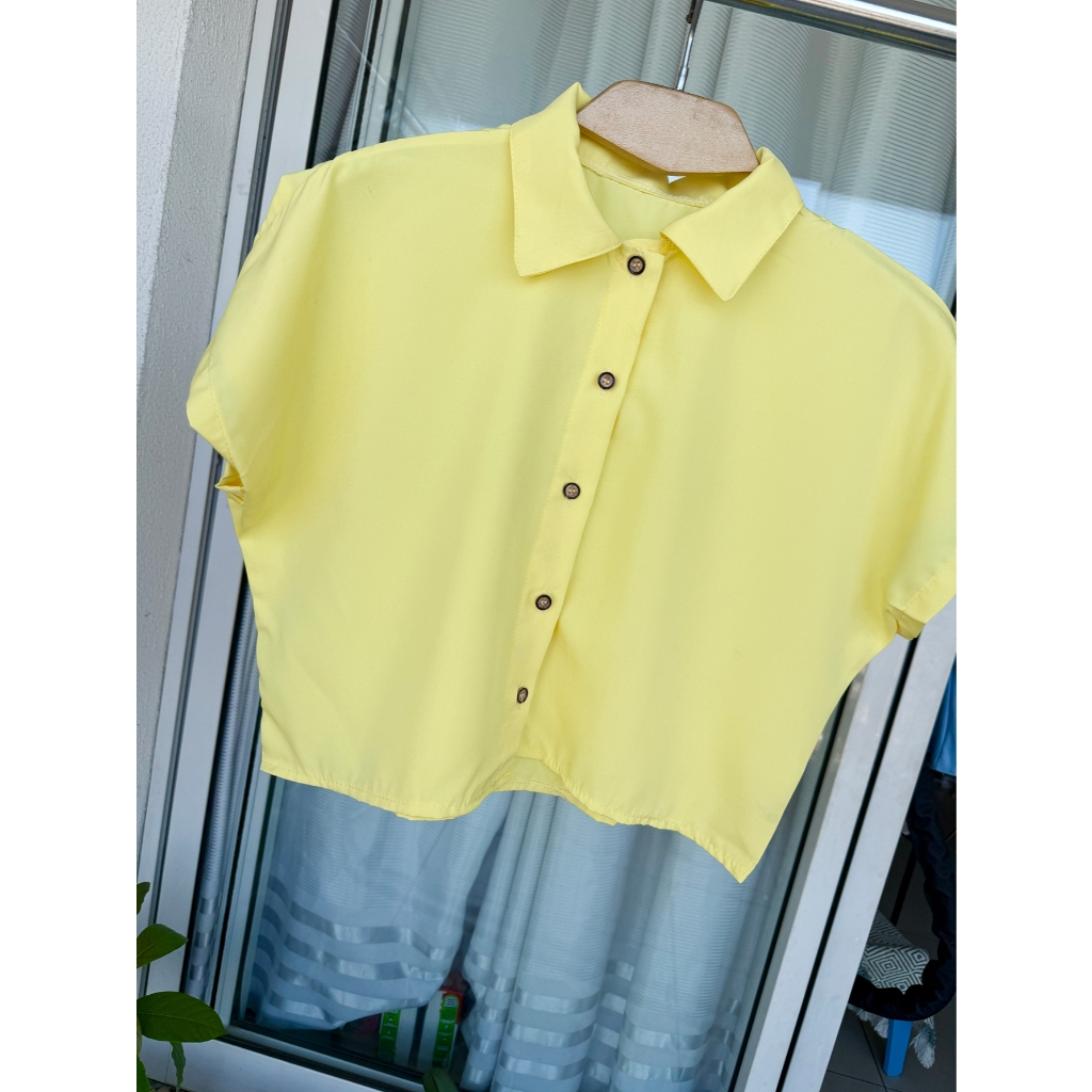 LCQ Camisa Casual Estampada Listrada Solta e Cropped 097