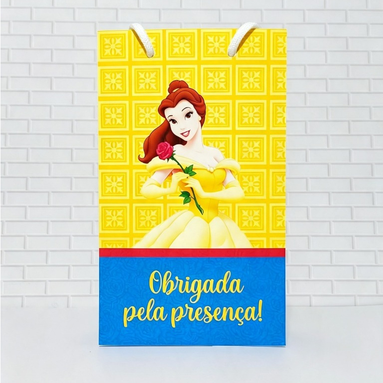 Princesa Bela - Kit Mini Sacolinha Personalizada PEGUE e MONTE/Sacola/Aniversario/Lembrancinha/Festa