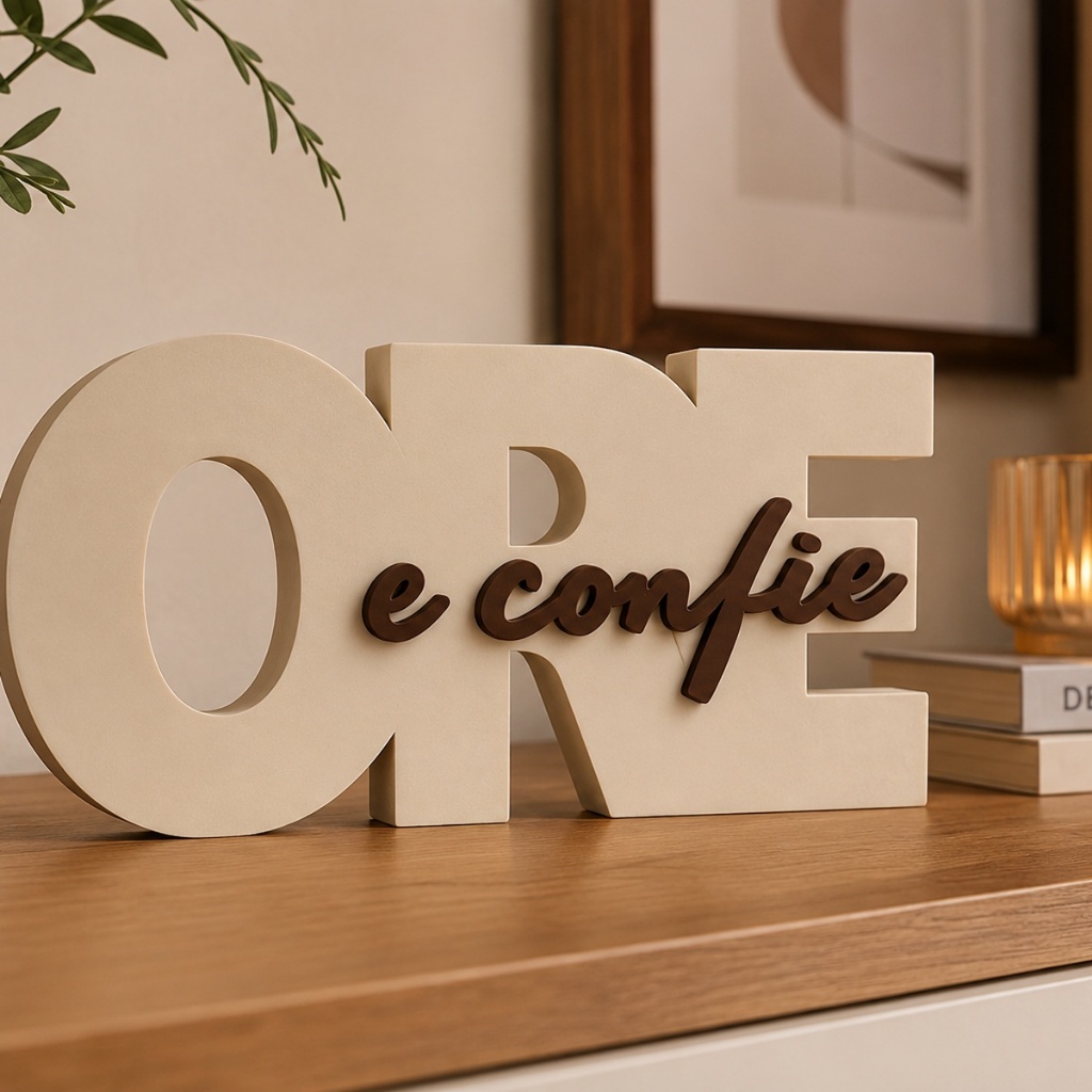 Enfeite Decorativo Ore e Confie para Sala Quarto Mesa Criado-Mudo Decoração Presente