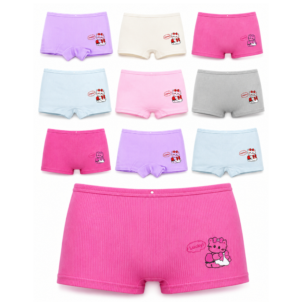 Kit 03 5 ou 10 Calcinhas Boxer Infantil FEMININA MENINA INFANTIL JUVENIL Shortinho Poliamida Macia Estampas Sortidas