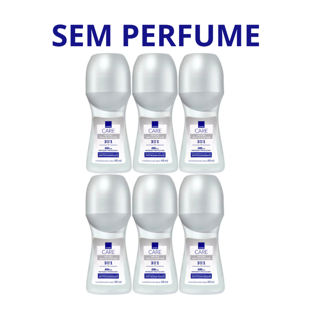 Kit 6 Desodorantes Roll-on On Care Sem Perfume 48ml - Avon (Original)