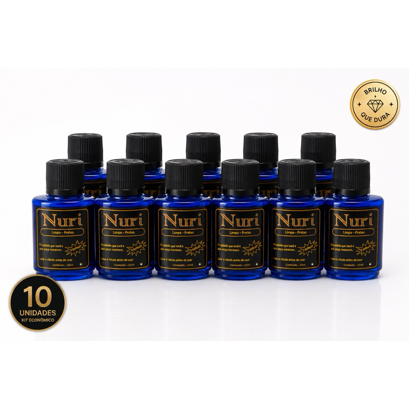 Limpa Prata Kit c/ 10 Nuri 35ml Original - O melhor Limpa Prata 925