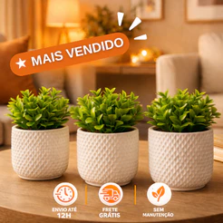 Vaso Planta Artificial Kit até 6 Unidades Sem ou Com Plantas Artificiais