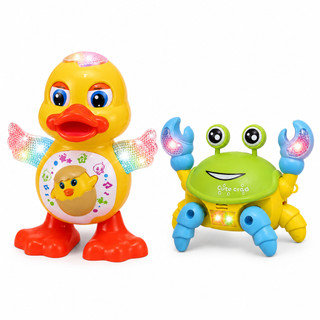 Caranguejo Fujão Patinho Dançarino Brinquedo Musical Dança Anda Mexe com Luz E Som