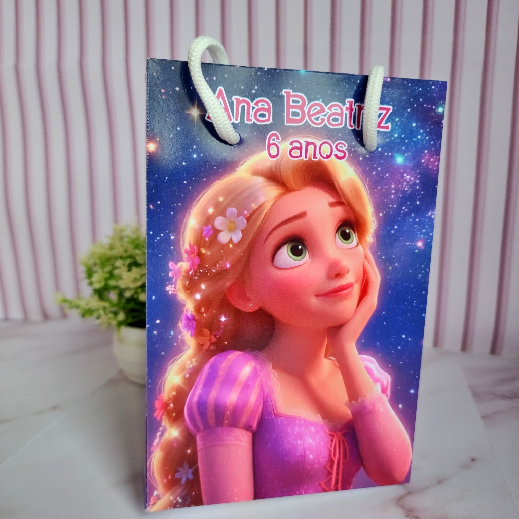 Sacolinha Personalizada Tema Rapunzel Enrolados lembrancinha aniversário - Enrolados