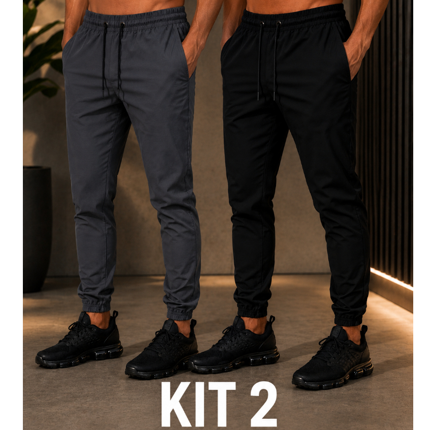 Kit 2 Calça Masculinas Jogger Tactel Academia Treino Esportiva