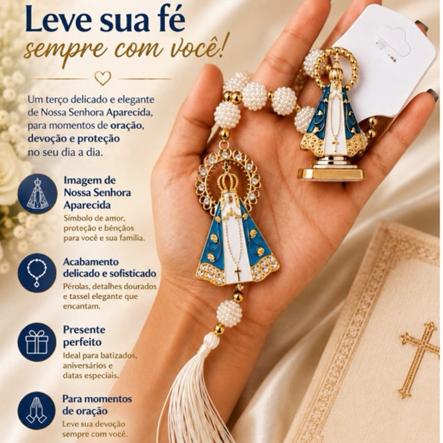Kit Imagem Nossa Senhora Aparecida Amora Rosa Branco Azul
