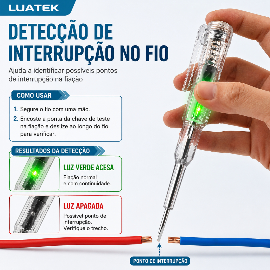 Caneta Teste Elétrica LUATEK Detector de Tensão 70-250V Chave Teste Fase Neutro Fio Rompido LWJ-333 · foto 2
