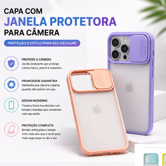 Capa para Motorola G40 com Proteção de Câmera Deslizante Anti Impacto Fosca Premium Janela