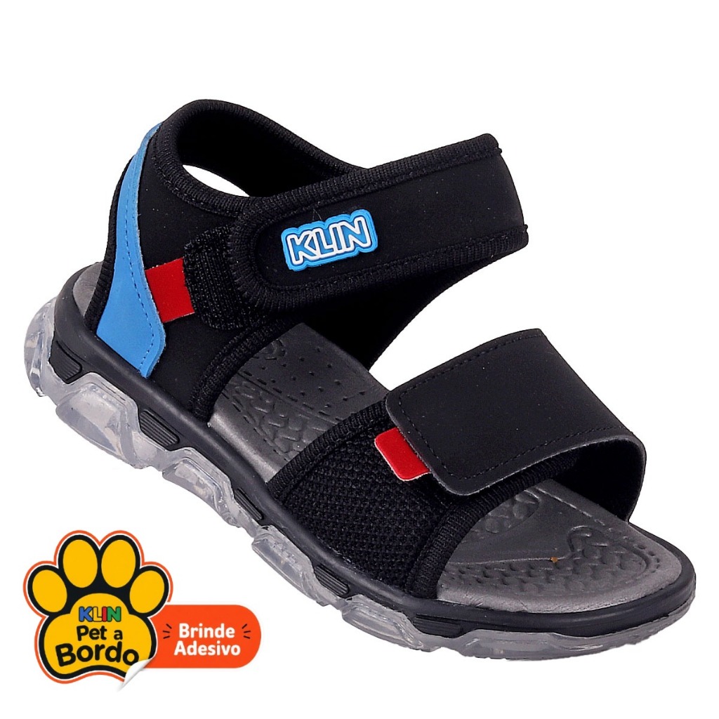 Papete Infantil Menino com LED Casual Klin Preto e Azul