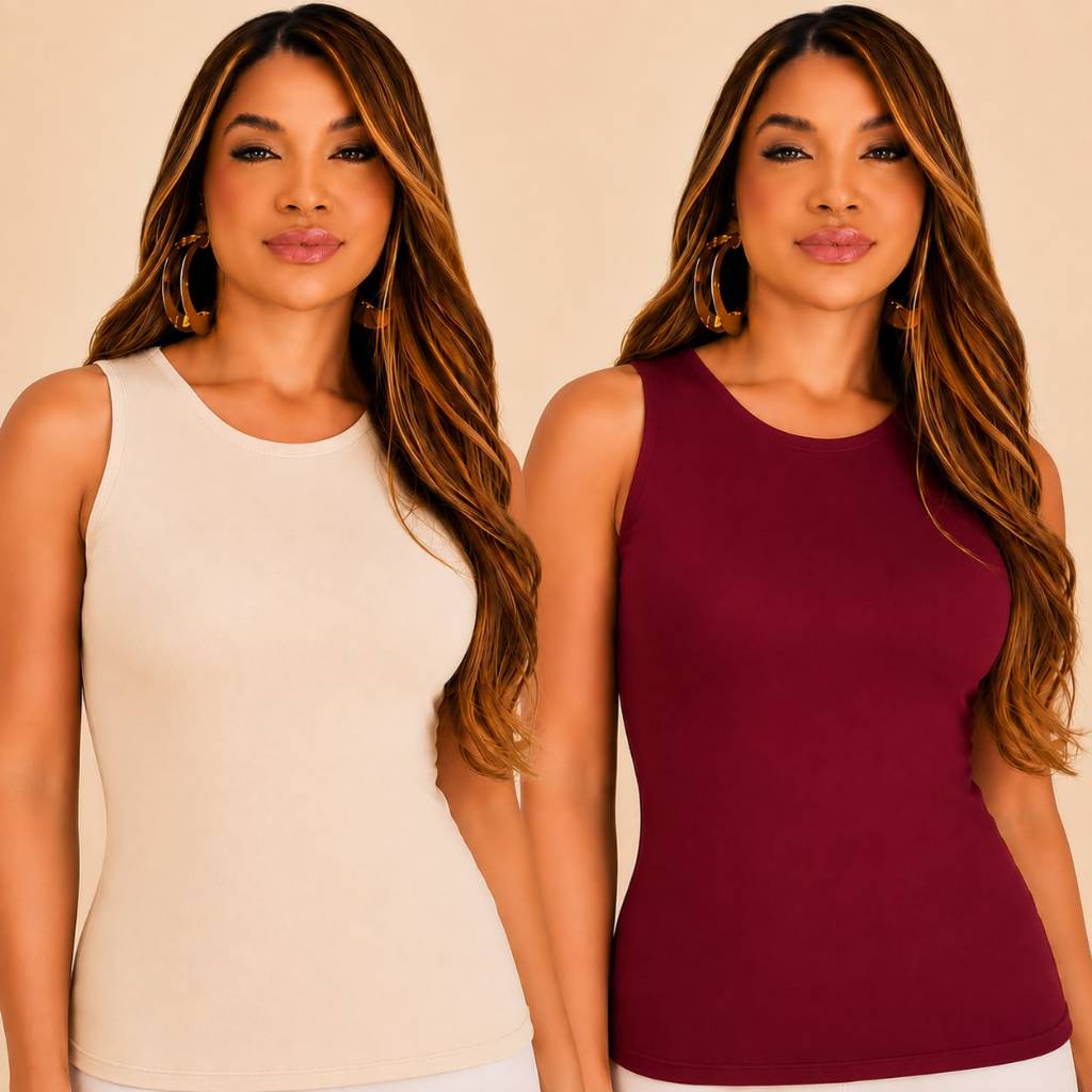 Kit 2 Blusa Regata Feminina Poliamida Frente Dupla Moda Feminina