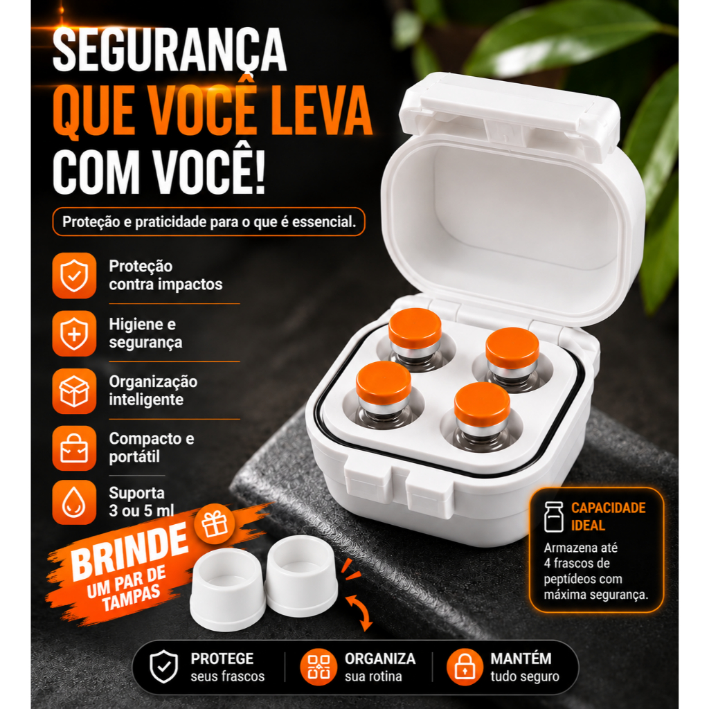 Kit  Porta Ampolas 3ml ou 5ml P/ 4 Unidades case  Estojo Organizador Rígido Seguro tirze