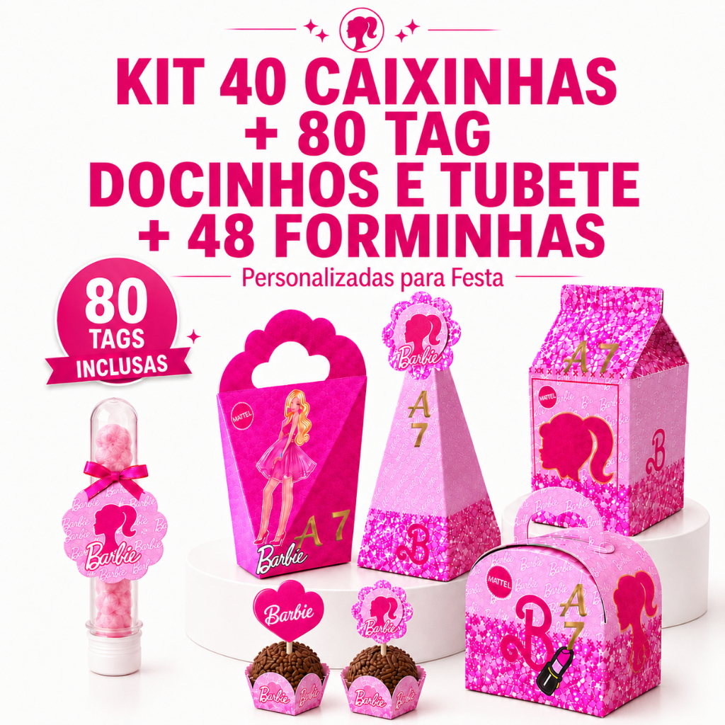 Caixinhas Personalizadas Barbie para Festa Infantil Lembrancinha de Aniversário