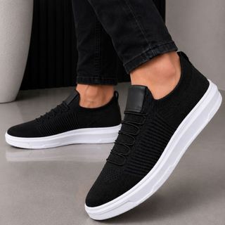 Tênis Knit Slip On Masculino Meia Leve Dia a Dia Sapatenis Casual Confortável Estiloso
