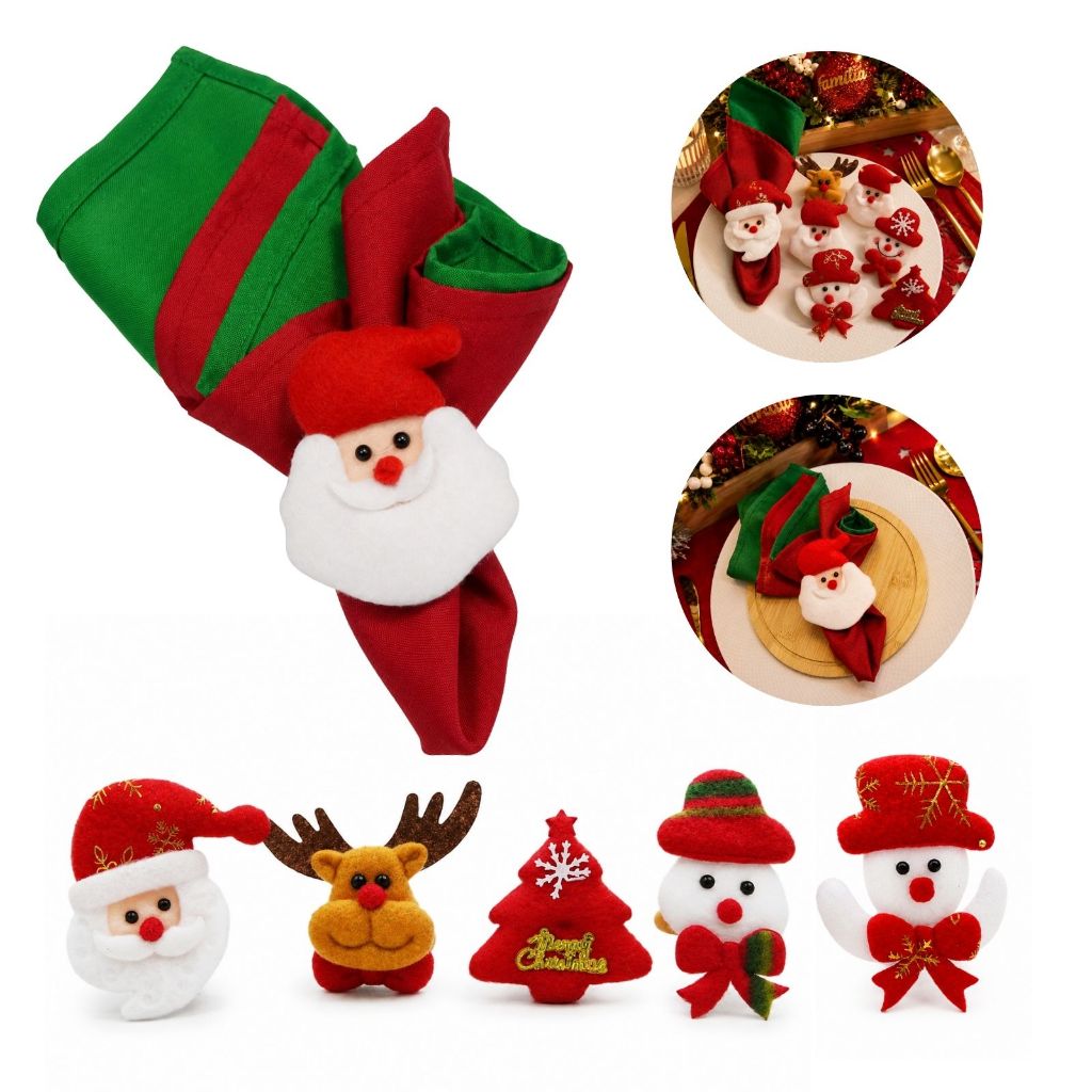 Kit com 4 Anel de Guardanapo Sortidos para Mesa de Natal