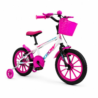 Bicicleta Infantil Aro 16 Meninos e Meninas com Rodinhas 3 a 7 Anos Krow Bikes