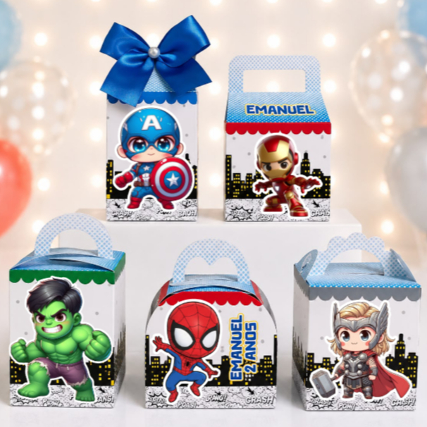 Kit Caixas HERÓIS VINGADORES - Personalizados - Festa infantil - Aniversário - Lembrancinha