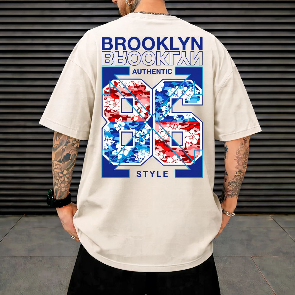 Camiseta Oversized Streetwear Brooklyn 86 Camisa Blusa Estampada urbano 100% Algodão fio de 30.1 Confortável Premium