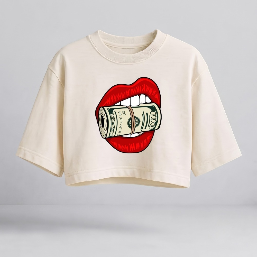 Cropped Oversized Feminino Estampado Algodão Camiseta Feminina Blusa Academia Treino Casual Streetwear Dia a Dia