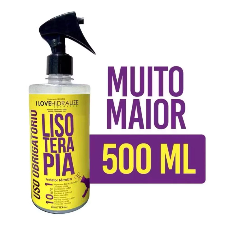 Protetor Térmico Lisoterapia 500ml USO OBRIGATÓRIO 10 em 1 Capilar Finalizador Liso Extremo