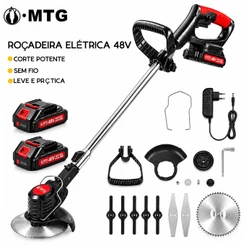 MTG Aparador de Grama Sem Fio 48V 6500mAh com 2 Baterias, Lâminas e Carregador