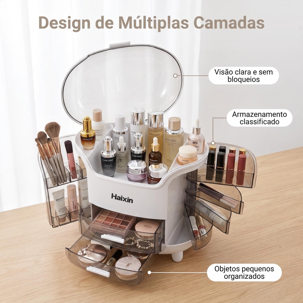 organizador de cosmeticos Com 11 Acrílico Grande Com Tampa Porta Cosméticos Batom Pincel Beleza Banheiro Quarto · foto 2