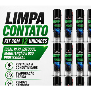 KIT 12 Limpa Contato 180g 350ml lta Eficiencia Conectores Elétricos, Placas Eletrônicas, Reles e Terminais, Painéis e C