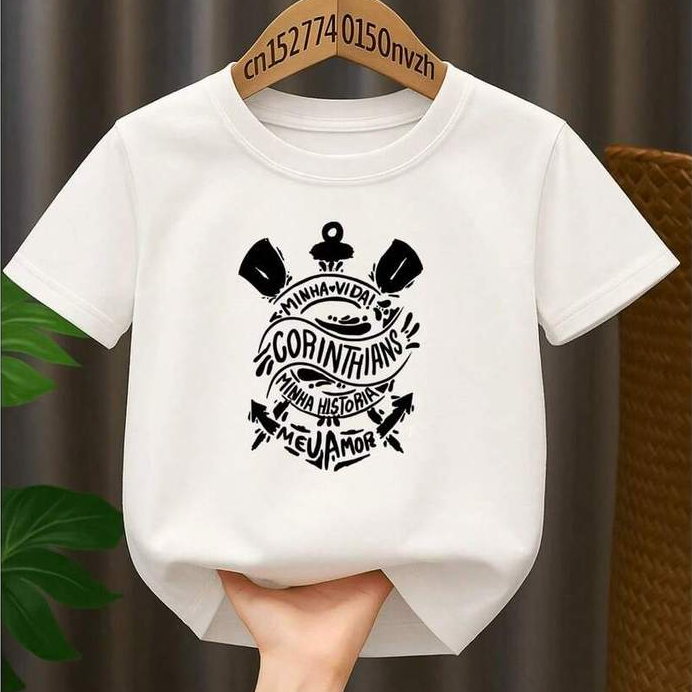 Camiseta Corinthians Infantil e Adulta Unissex Timão Em Algodão Super Confortável