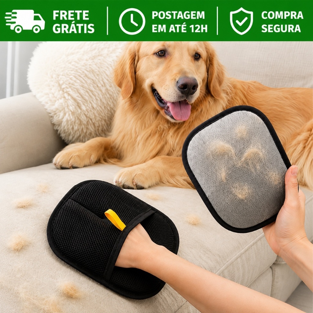 Escova Removedora de Pelos Pet Dupla Face Reutilizável para Roupas Sofá e Cama