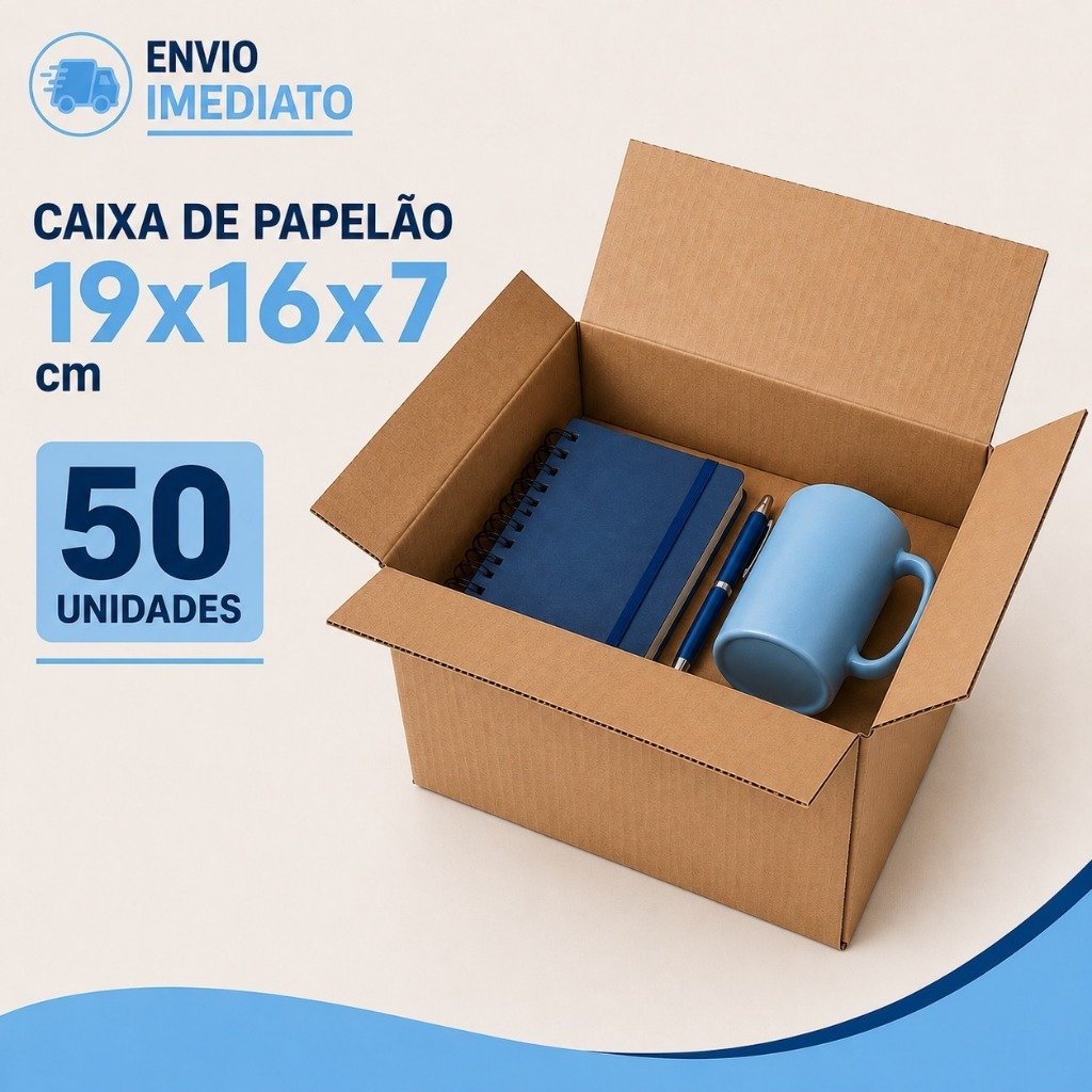 50 Caixas De Papelão Mercado Envios PP 19x16x7 cm