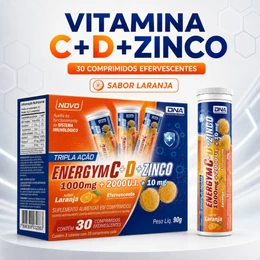 Vitamina C 1000mg Efervescente + Vitamina D 2000UI + Zinco 30 Comprimidos DNA Suplementos Imunidade