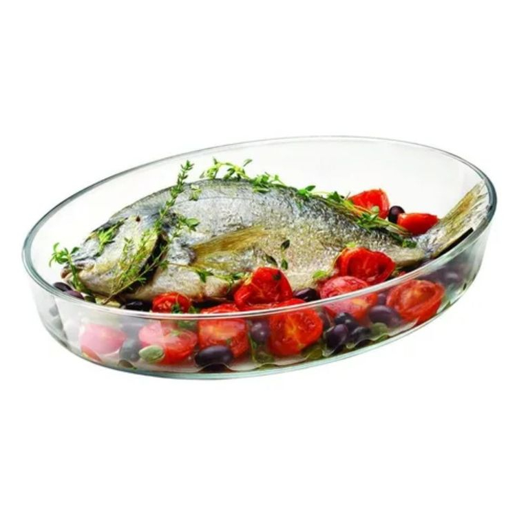 Travessa De Vidro Borossilicato Oval 3000ml Resistente Forno E Micro-ondas