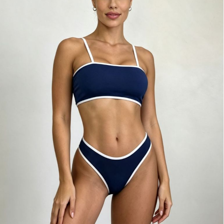 Biquíni Top Cropped Sustentação Calcinha Fio Cintura Asa Delta Moda Praia e Piscina