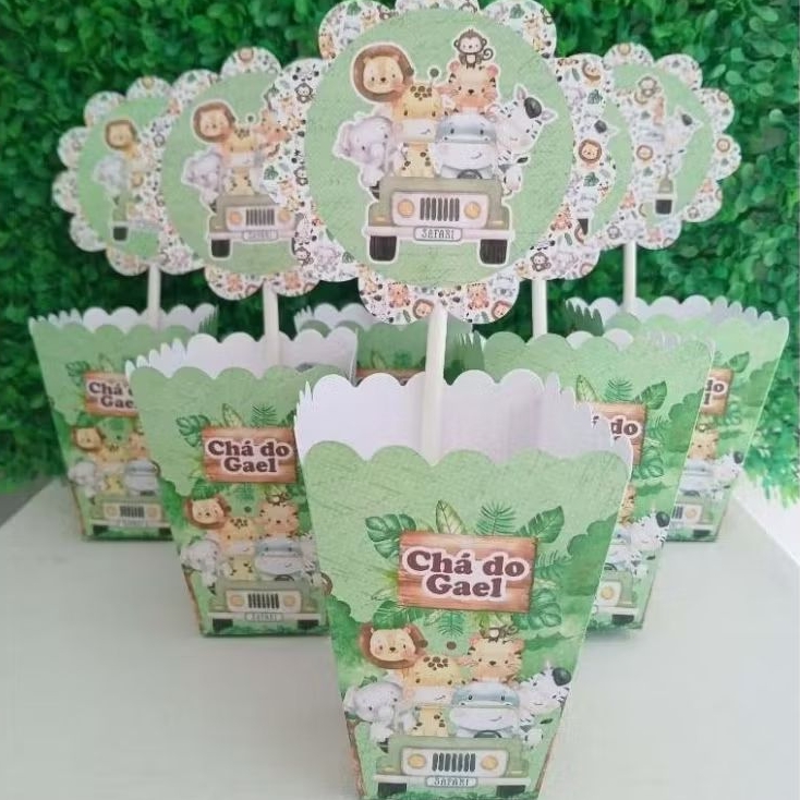 CENTRO DE MESA CACHEPOT SAFARI /PEGUE E MONTE / LEMBRANCINHA PARA FESTA INFANTIL PERSONALIZADO TEMA SAFARI