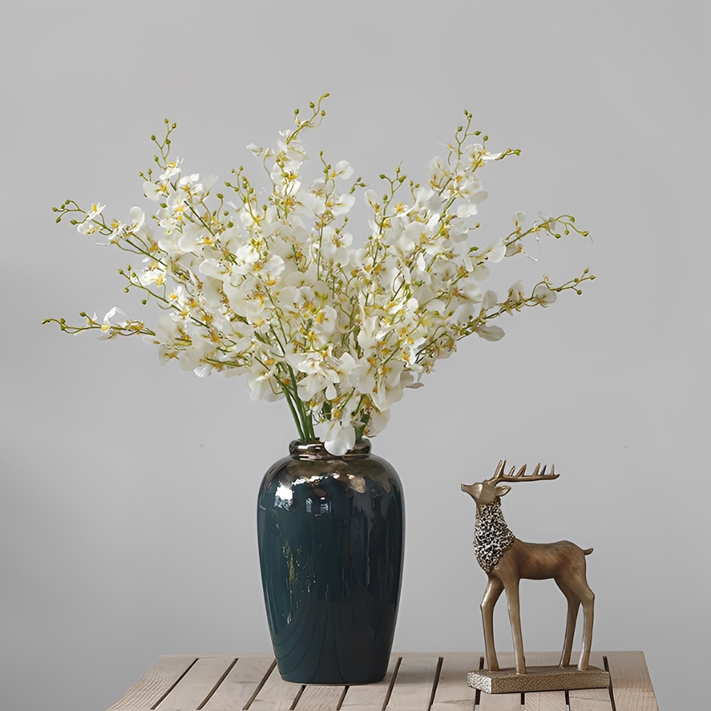 Kit10 Buquê De Ramos Orquídea Artificial Amarelo Flores Arranjos Artificial Decoração Da Casa RZF011