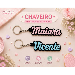 Chaveiro Personalizado com Nome | Chaveiro 3D Nome | Personalizado para Mochila, Bolsa e Chaves