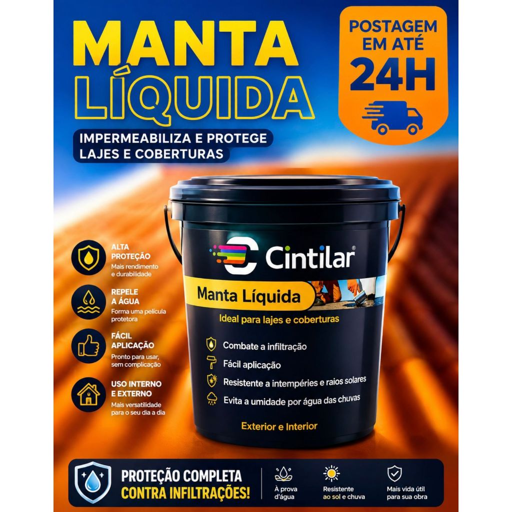 Manta Liquída Emborrachada Impermeável 18KG Borracha Líquida Acrílica RESISTENTE