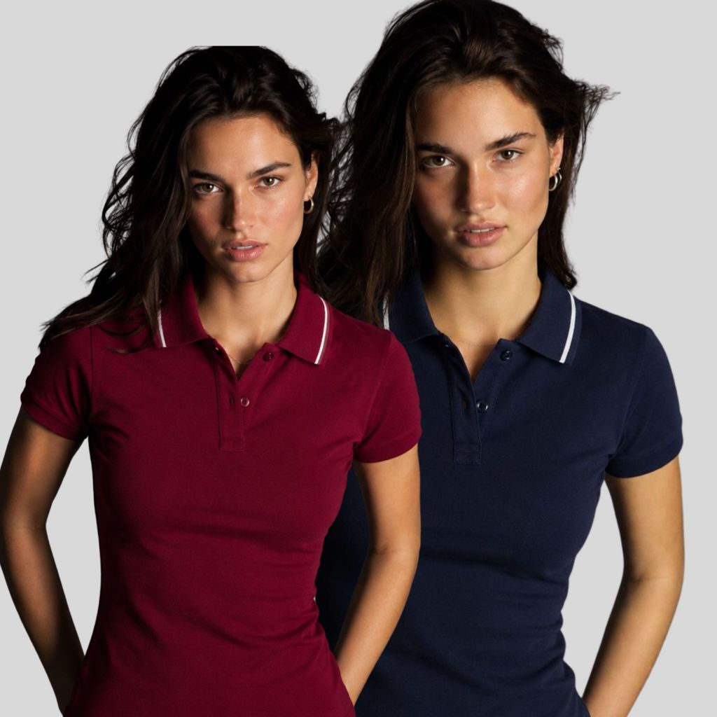 Kit 2 E unidade Camiseta Polo Feminina Baby Look Casual Algodão Manga Curta Trabalho Uniforme Para Mulher