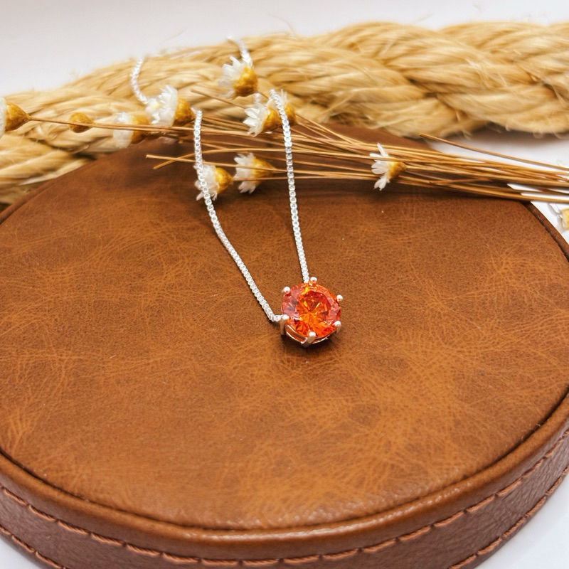 Colar Zircônia Redonda Aperol 8mm em Prata 925 · foto 2