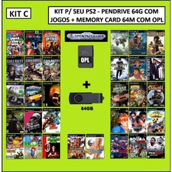 Pendrive 64/128G com jogos de ps2 + memory card 64M com opl