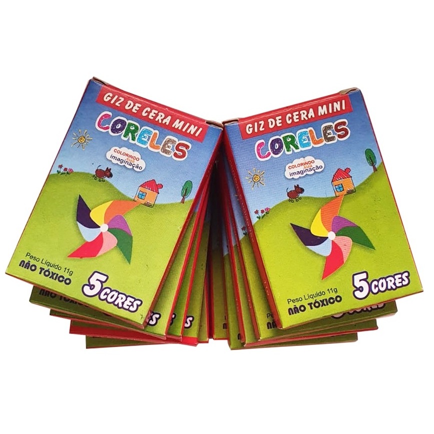 Caixa Giz de Cera Mini 5 Cores 11g - Atacado/Revenda - Cores Vibrantes Envio Imediato Não Tóxico — imagem 2 de 2