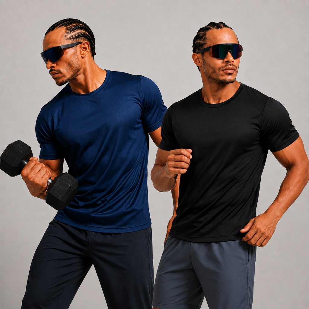 Kit 2 Camiseta Masculina Fit Esportiva Academia Treino Corrida Fitness Respirável Manga Curta 100% Poliéster