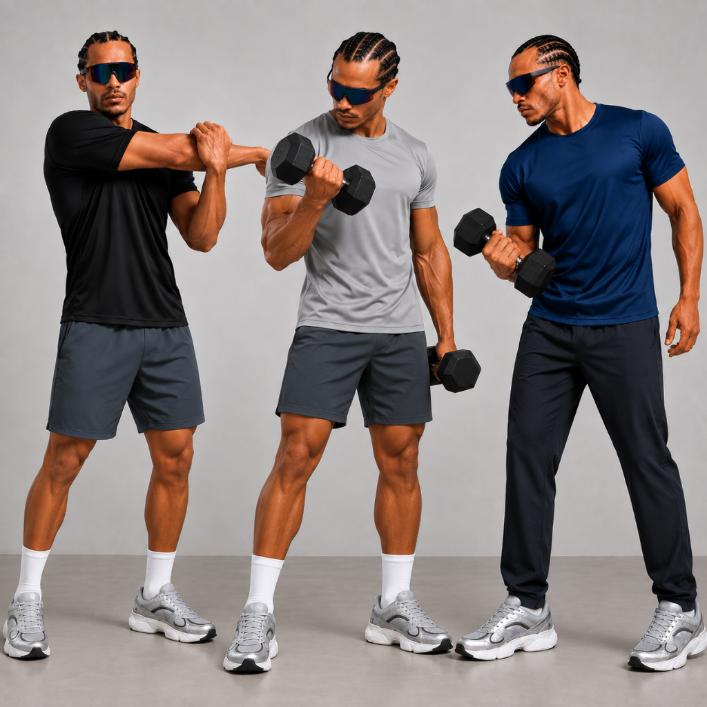 Kit 3 Camiseta Masculina Fit Esportiva Academia Treino Corrida Fitness Respirável Manga Curta 100% Poliéster