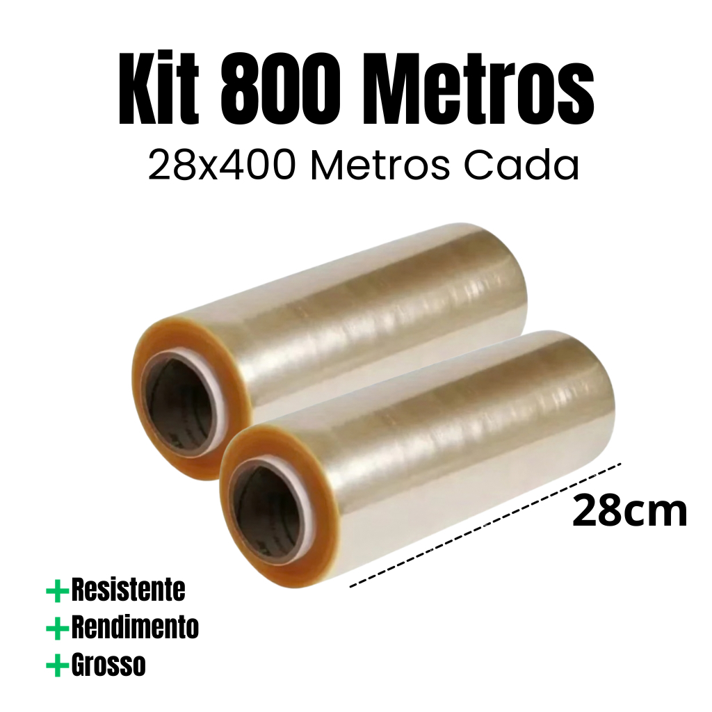 Kit 2 Rolos Bobina Plastico Filme Pvc 28cm X 400 METROS Esticavel / Resistente