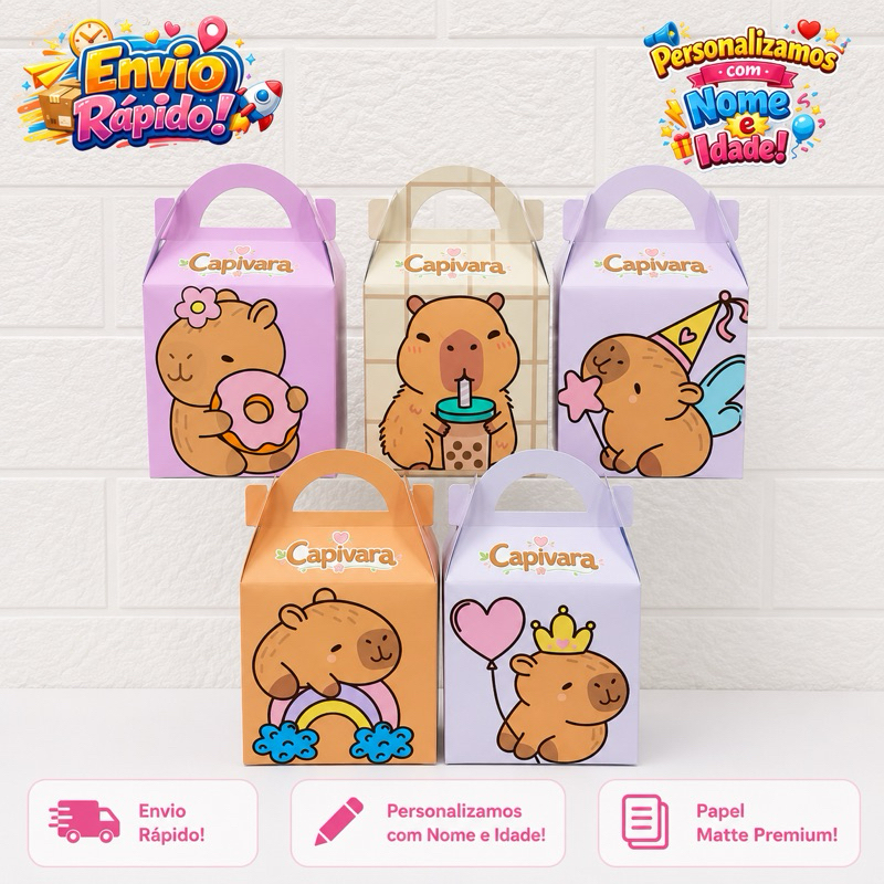 Maletinha Kit Capivara Apaixonados Caixinha Personalizada Lembrancinha Festa