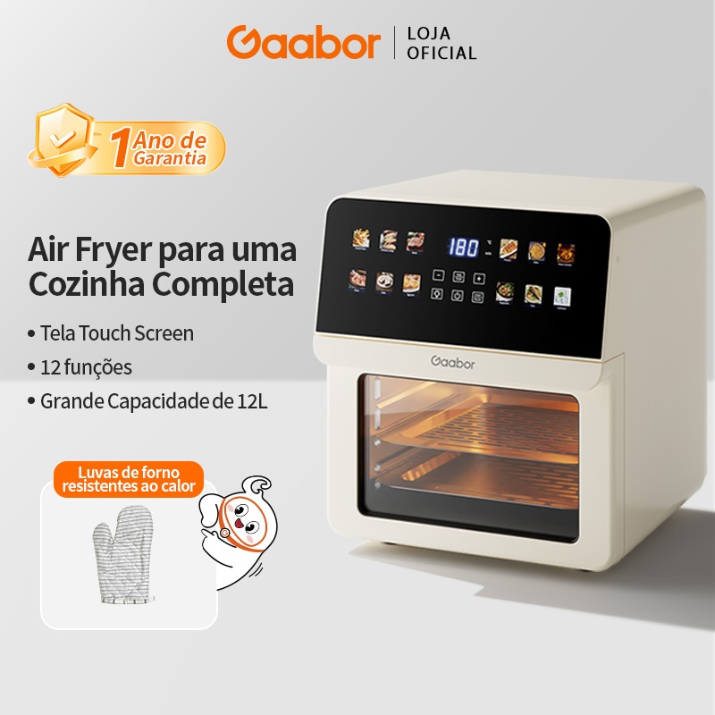 Gaabor Air Fryer 12L 1700W Janela Inteligente Touch Screen Multifuncional Sem Óleo AF-120T02