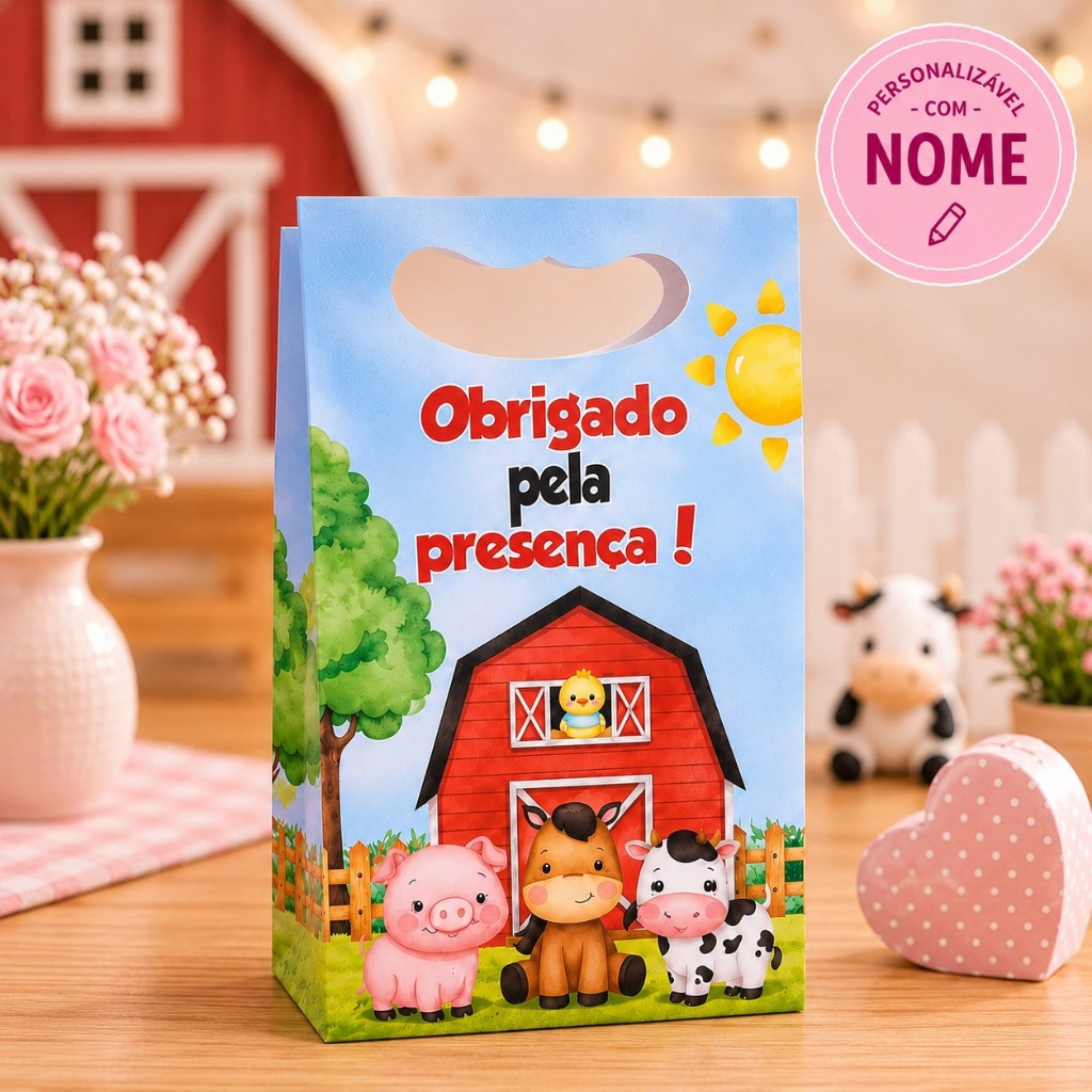 Kit 10 a 20 Sacolinhas Fazendinha Menino Personalizados Lembrancinhas Festa Infantil Aniversário PEGUE E MONTE